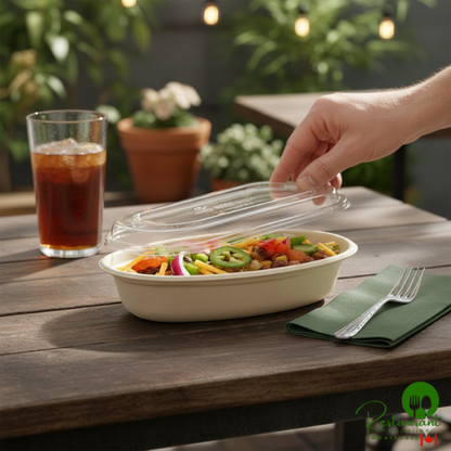 World Centric Clear Compostable PLA Lid for 8" x 6" fiber containers - 400/Case