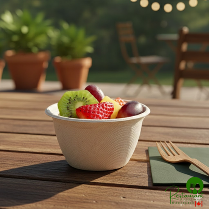 World Centric 6 oz. Compostable Fiber Take-Out Bowl with Leaf Plus - 1,000/Case