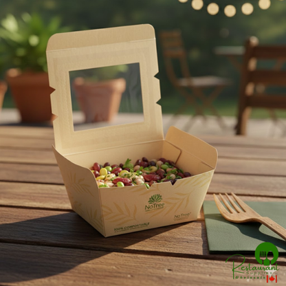 World Centric #1 NoTree 5 7/16" x 4 1/2" Container with PLA Window - 200/Case