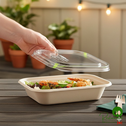 World Centric GreenLight Compliant PLA Plastic Compostable Lid for 8" x 6" Fiber Containers - 400/Case