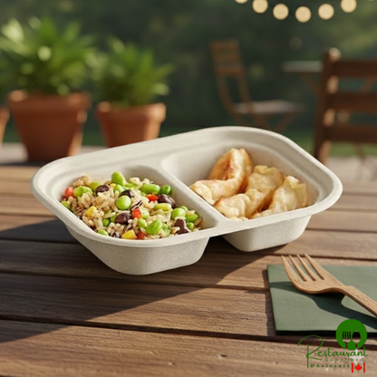 World Centric 15.5 oz. 2-Compartment Compostable Fiber Container - 400/Case