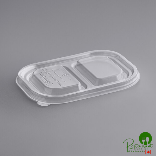 World Centric 15.5 oz. Clear Compostable 2-Compartment PLA Lid - 400/Case