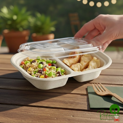 World Centric 15.5 oz. Clear Compostable 2-Compartment PLA Lid - 400/Case