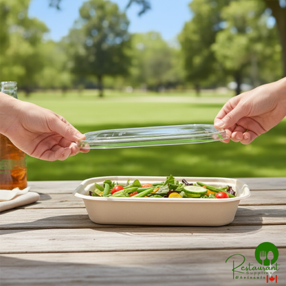 World Centric GreenLight Compliant PLA Plastic Compostable Flat Lid for 20-44 oz. Fiber Boxes - 400/Case