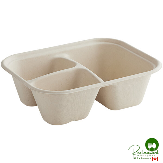 World Centric 48 oz. 3-Compartment Compostable Fiber Container - 300/Case