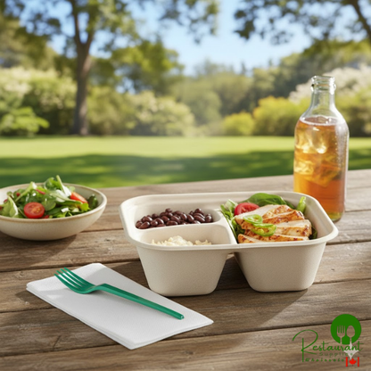 World Centric 48 oz. 3-Compartment Compostable Fiber Container - 300/Case