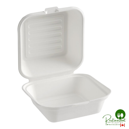6" x 6" x 3" White Plant Fiber Take-Out Container By Prime - 500/Case