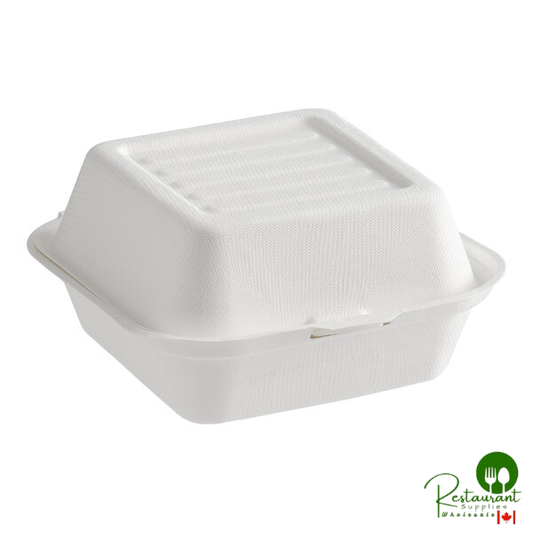 6" x 6" x 3" White Plant Fiber Take-Out Container By Prime - 500/Case