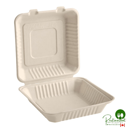 9" x 9" x 3" Natural Plant Fiber Take-Out Container By Prime - 200/Case