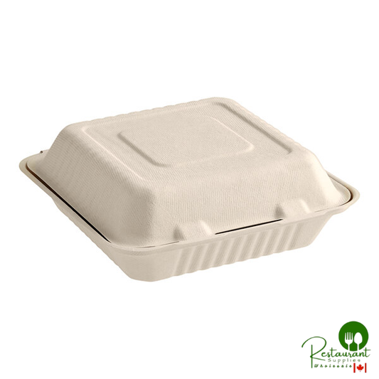 9" x 9" x 3" Natural Plant Fiber Take-Out Container By Prime - 200/Case