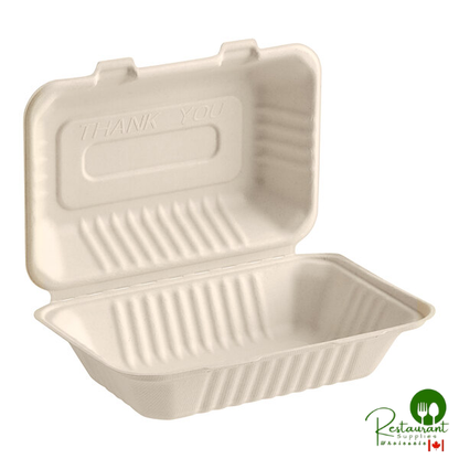 9" x 6" x 3" Natural Plant Fiber Take-Out Container By Prime - 200/Case