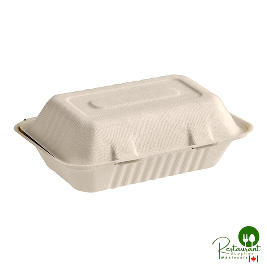 9" x 6" x 3" Natural Plant Fiber Take-Out Container By Prime - 200/Case