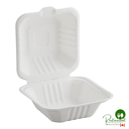5" x 5" x 3" Compostable White Plant Fiber Take-Out Container By Prime - 500/Case