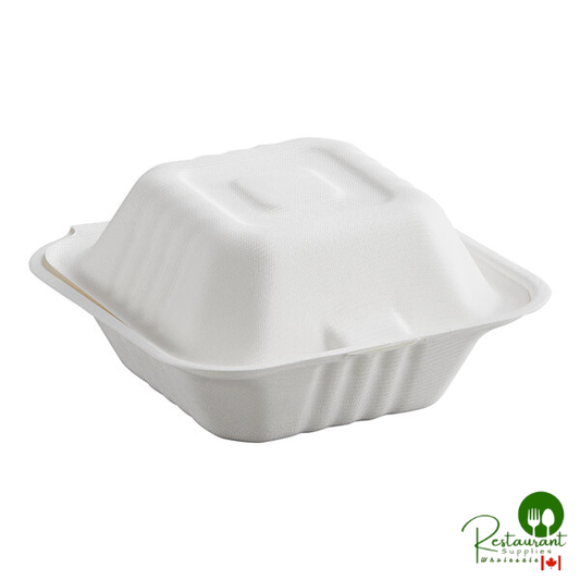 5" x 5" x 3" Compostable White Plant Fiber Take-Out Container By Prime - 500/Case