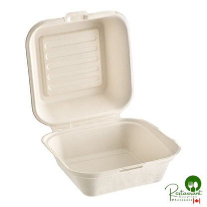 6" x 6" x 3" Natural Plant Fiber Take-Out Container By Prime - 500/Case