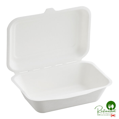 7" x 5" x 2 1/2" Compostable White Plant Fiber Take-Out Container By Prime - 500/Case
