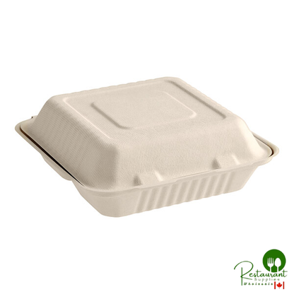 9" x 9" x 3" Natural Plant Fiber 3-Compartment Take-Out Container By Prime - 200/Case
