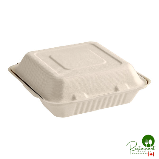 9" x 9" x 3" Natural Plant Fiber 3-Compartment Take-Out Container By Prime - 200/Case