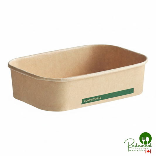 16 oz. Rectangular Kraft Bio-Lined Take-Out Container By Prime - 300/Case