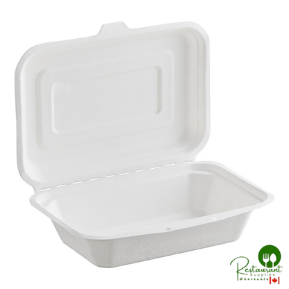 6 1/2" x 4" x 2" Compostable White Plant Fiber Take-Out Container By Prime - 500/Case