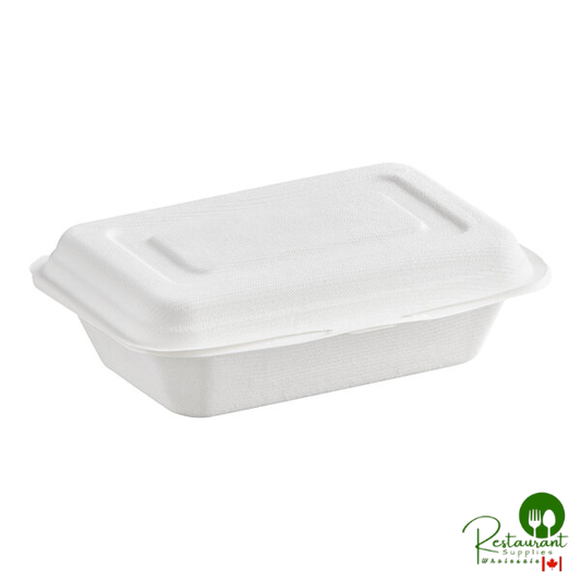 6 1/2" x 4" x 2" Compostable White Plant Fiber Take-Out Container By Prime - 500/Case