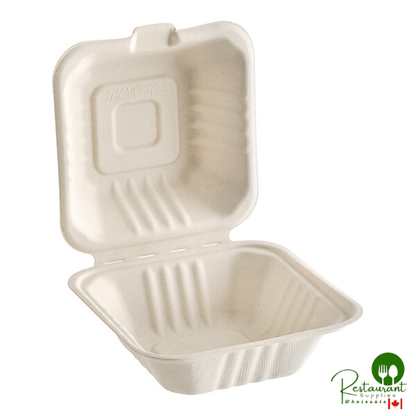 5" x 5" x 3" Natural Plant Fiber Take-Out Container By Prime - 500/Case