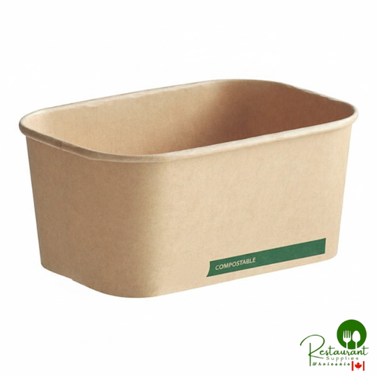 32 oz. Rectangular Kraft Bio-Lined Take-Out Container By Prime - 300/Case