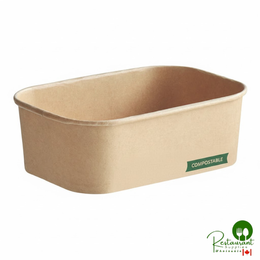 24 oz. Rectangular Kraft Bio-Lined Take-Out Container By Prime - 300/Case