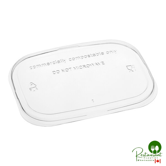 16-32 oz. Rectangular Compostable PLA Take-Out Lid By Prime - 300/Case