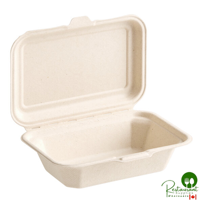 6 1/2" x 4" x 2" Natural Plant Fiber Take-Out Container By Prime - 500/Case