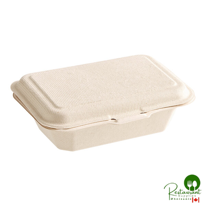 6 1/2" x 4" x 2" Natural Plant Fiber Take-Out Container By Prime - 500/Case