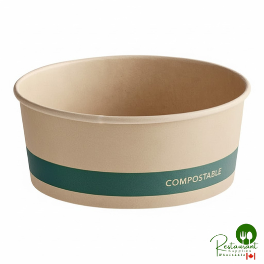 50 oz. Round Kraft Bio-Lined Compostable Take-Out Container 7 5/16" x 3" By Prime - 300/Case