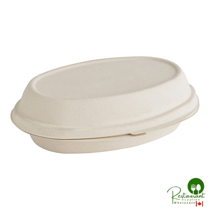 World Centric 32 oz. Compostable Fiber Burrito Bowl Clamshell with Leaf Plus - 250/Case
