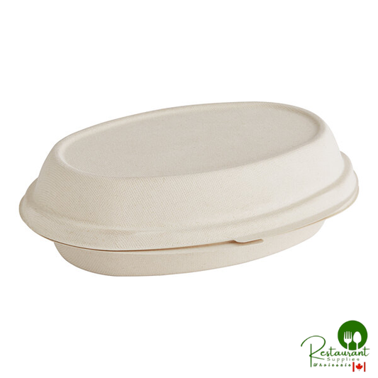 World Centric 32 oz. Compostable Fiber Burrito Bowl Clamshell with Leaf Plus - 250/Case