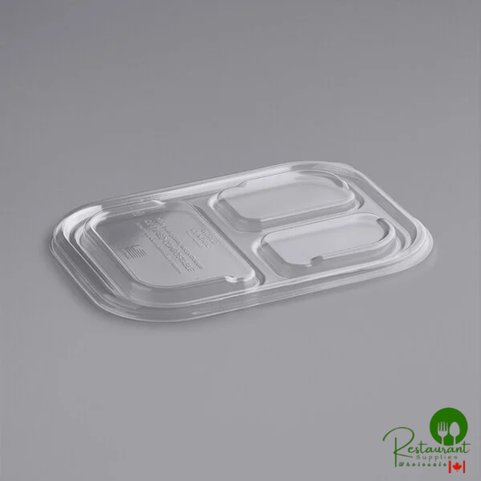 World Centric 29-48 oz. Clear Compostable 3-Compartment PLA Lid - 400/Case