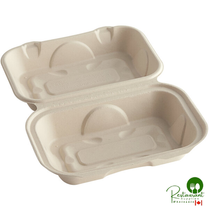 World Centric Compostable PLA Lined Fiber Clamshell Hoagie Box 9" x 6" x 3" - 500/Case