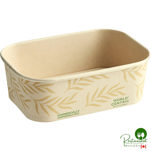 World Centric NoTree Bio-Lined Compostable Rectangular Container 24 oz. - 300/Case