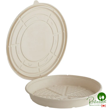 World Centric 12" Compostable Fiber Round Clamshell Pizza Container - 100/Case