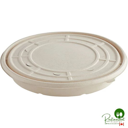 World Centric 12" Compostable Fiber Round Clamshell Pizza Container - 100/Case