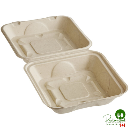 World Centric 9" x 9" x 3" Compostable PLA Lined Fiber Clamshell Container - 300/Case