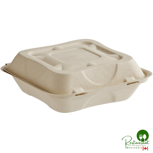 World Centric 9" x 9" x 3" Compostable PLA Lined Fiber Clamshell Container - 300/Case