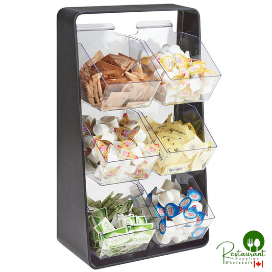 Cal-Mil 3569-6-13 Black Plastic Condiment Holder with Removable Compartments - 13 1/4" x 7" x 23 1/4"