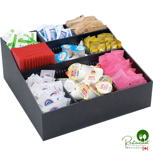 Cal-Mil 1260 Adjustable Black Coffee Condiment Organizer - 12" x 12" x 5"