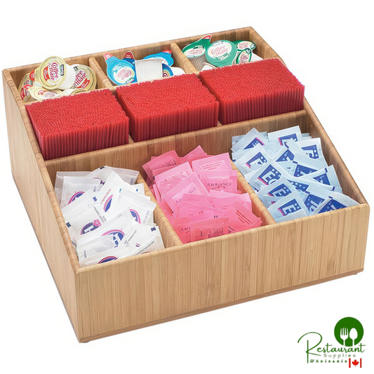 Cal-Mil 1714-60 Bamboo Coffee Condiment Organizer - 12" x 12" x 5 1/2"
