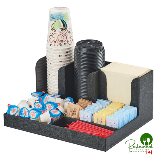 Cal-Mil 3664-13 Classic Black Countertop Cup, Lid, Napkin and Condiment Organizer