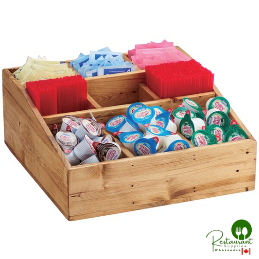 Cal-Mil 1714-99 Madera Rustic Pine 9 Compartment Condiment Organizer - 12" x 12" x 5 1/2"