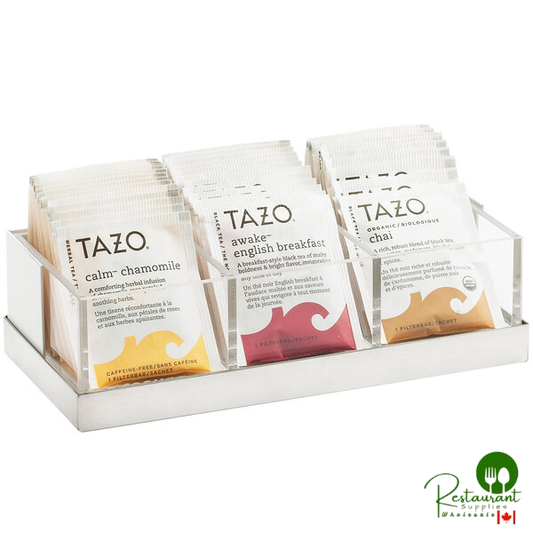 Cal-Mil 3014-55 Luxe Three Compartment Condiment Organizer with Stainless Steel Base - 9 1/4" x 4 1/2" x 2 1/2"