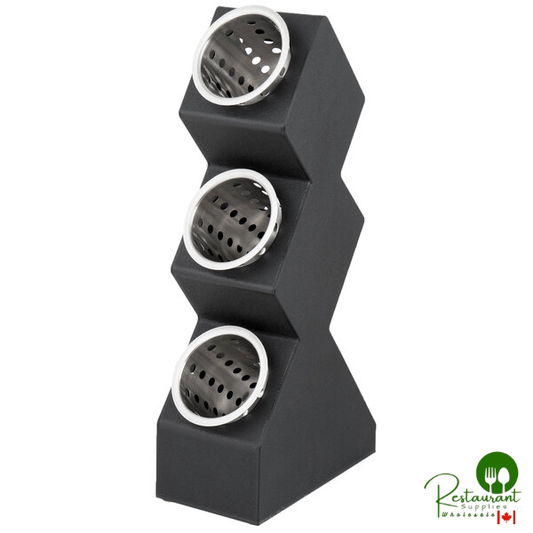 Cal-Mil 1016-3 Black 3-Cylinder Vertical Flatware / Condiment Display