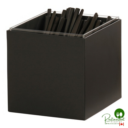 Cal-Mil Onyx 7" x 6" x 6" Black Powder-Coated Metal Ice Housing / Condiment Holder 23855-13