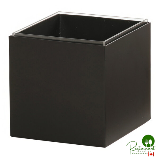 Cal-Mil Onyx 7" x 6" x 6" Black Powder-Coated Metal Ice Housing / Condiment Holder 23855-13